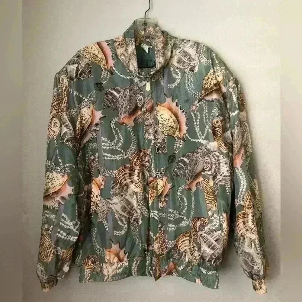 Vtg Fuda Sport International Nautical Green Silk Sweat Suit XL